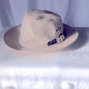 PANAMA JACK cream colored canvas hat safari outback fedora size Large.